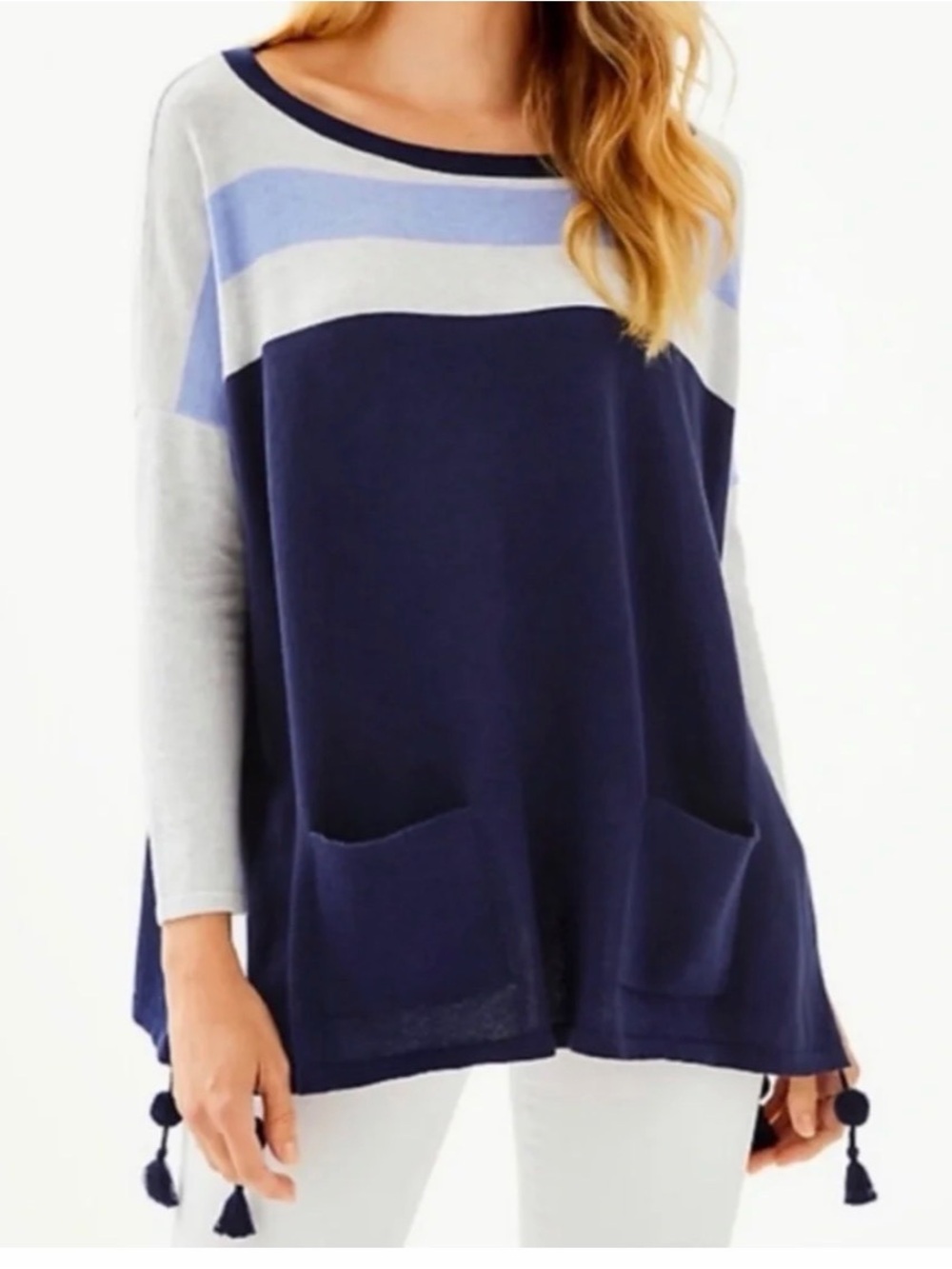 Lilly Pulitzer | True Navy Moonlight Colorblock Elba Coolmax Sweater Medium